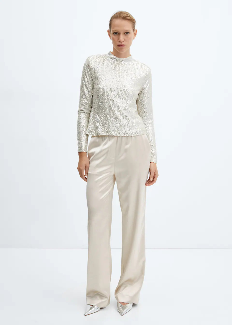 Satin pants with elastic waist -  Women | Mango USA | MANGO (US)