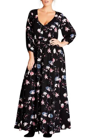 Plus Size Women's City Chic Sweet Jasmine Maxi Dress, Size Small - Black | Nordstrom