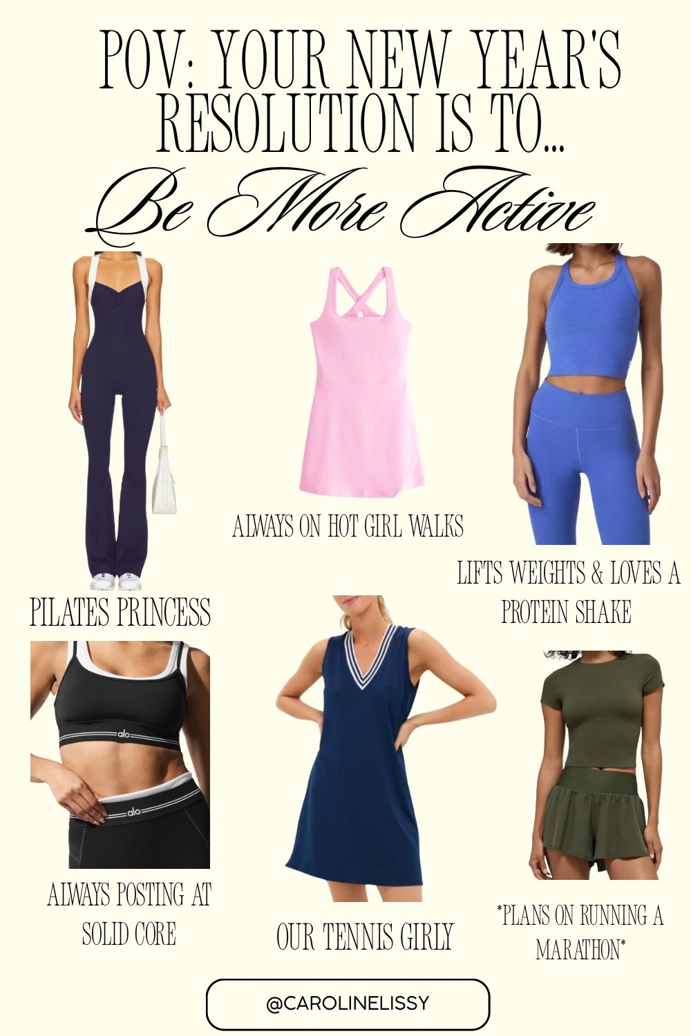 Types of girl’s when their New Year’s Resolution is to be more active ✨

#fashion #activewear #workout #style #LTKHoliday 

#LTKselfcare #LTKfitnessgoals