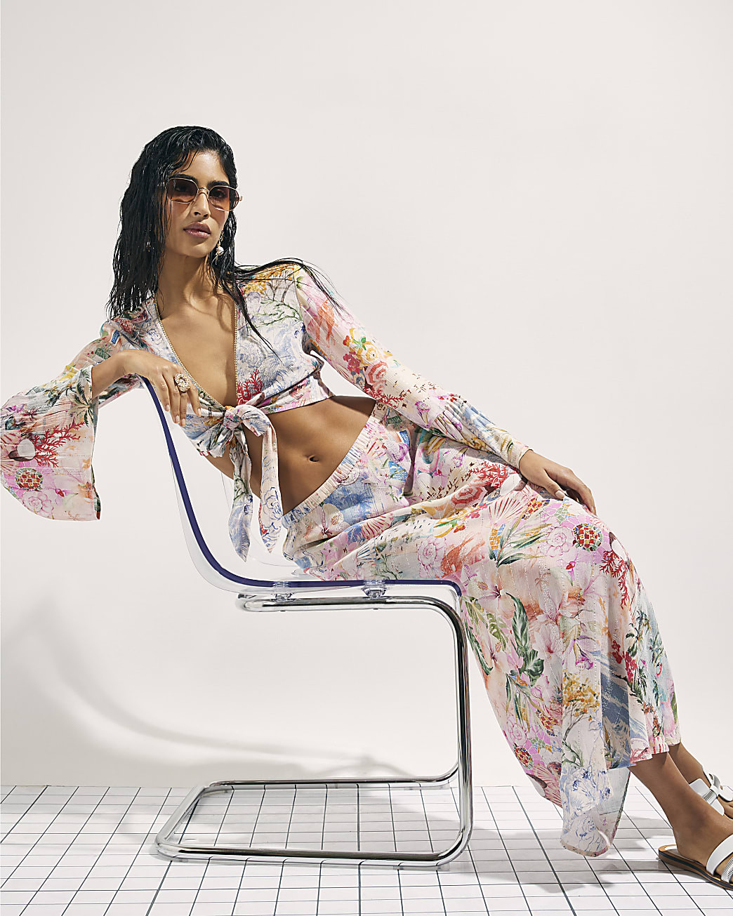 Pink Graphic Print Maxi Beach Skirt | River Island UK & IE