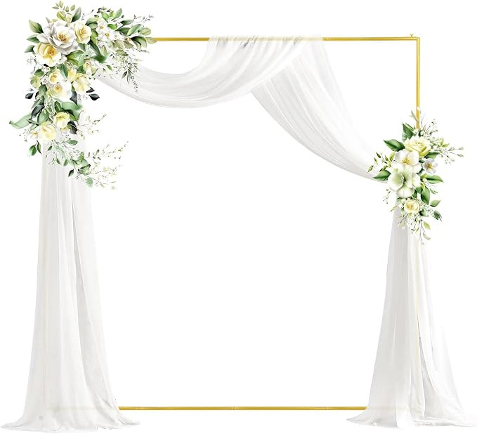 PlusFive Square Balloon Arch Stand, 6.6x6.6 FT Gold Wedding Arch, Garden Arbor Garden Arches Meta... | Amazon (UK)
