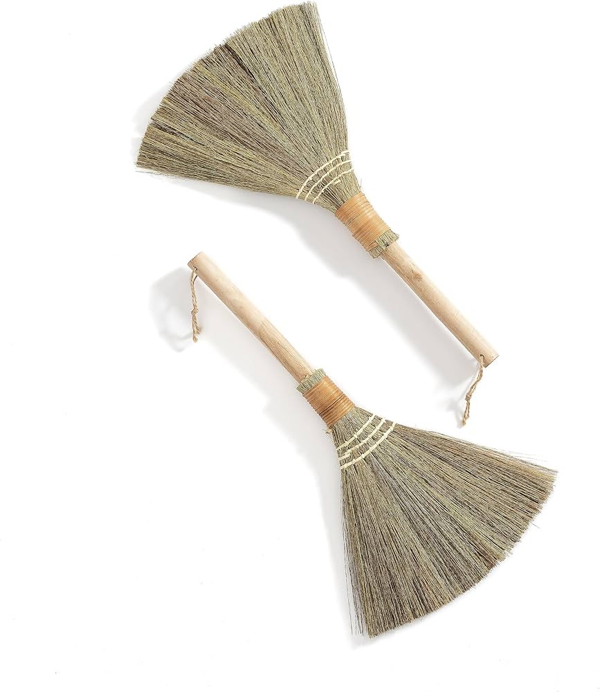Set of 2 Vietnamese Soft Bristle Broom, Asian Straw Broom for Kid, Decorative Broom 16.5in | Amazon (US)