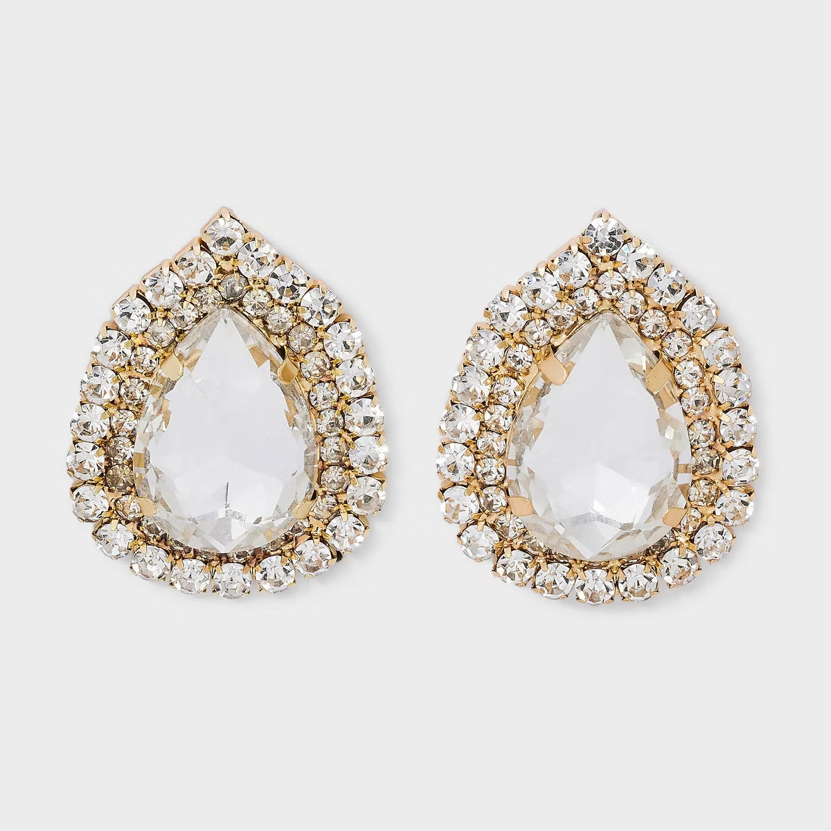 Pave Teardrop Crystal Earrings - A New Day™ Gold/Clear | Target