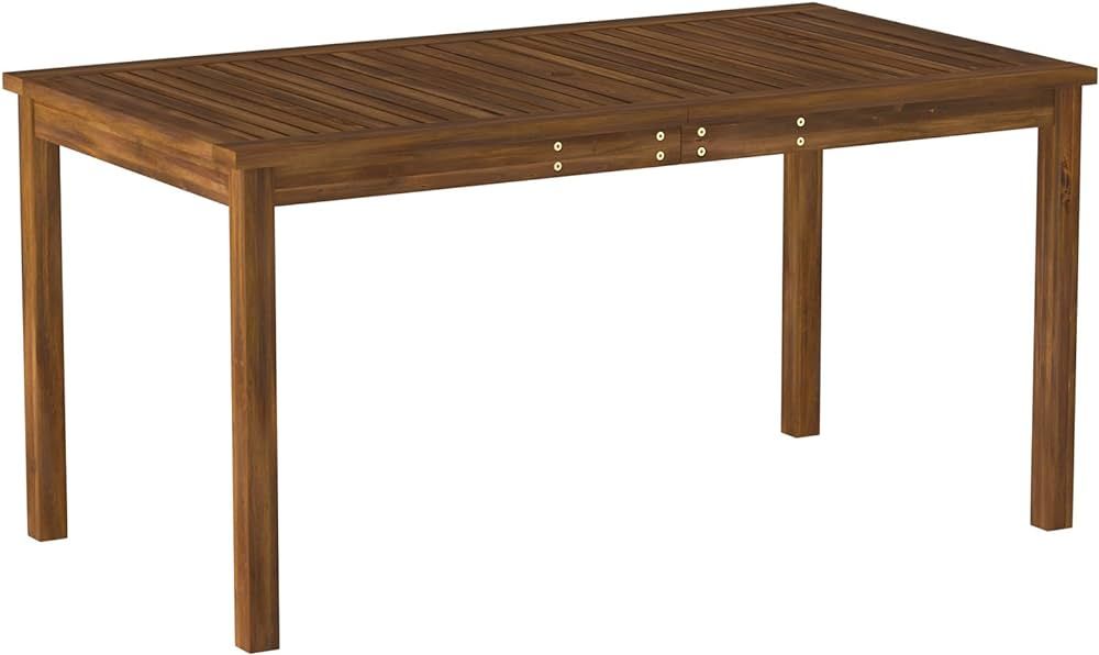 Walker Edison Dominica Contemporary Slatted Outdoor Dining Table, 34 Inch, Dark Brown | Amazon (US)