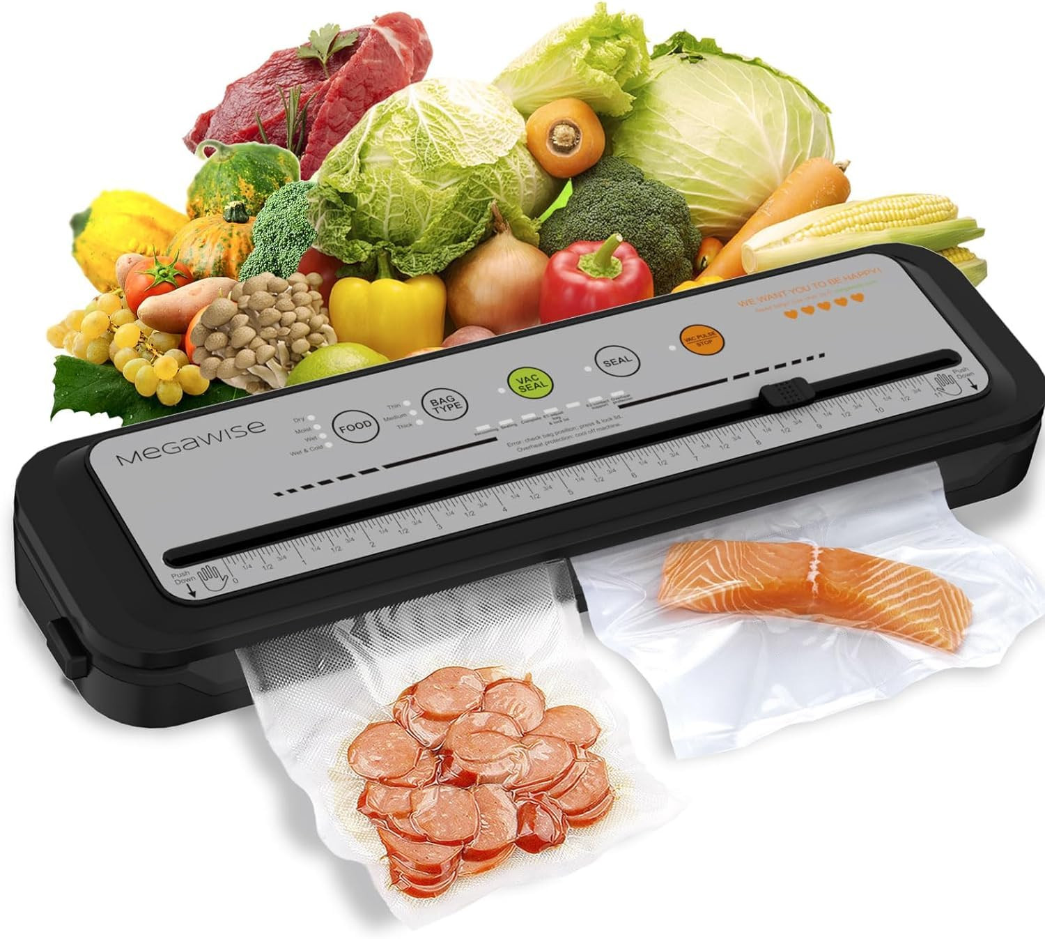 MEGAWISE 2025 Powerful Vacuum Sealer Machine | Compact Design | One-Touch Automatic | Seal in 10-... | Amazon (US)