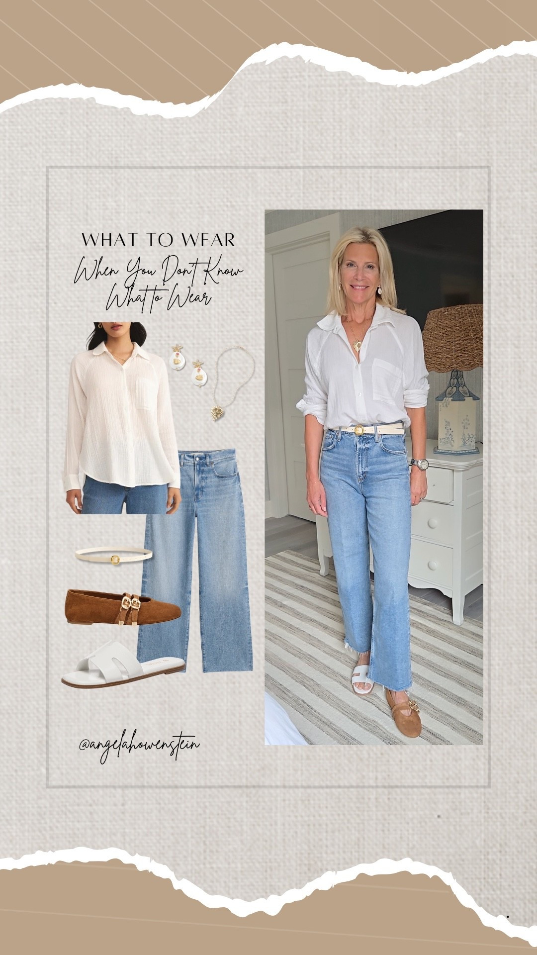 When in doubt, go classic. Jeans + a white shirt = always a win.

classic outfit, white shirt and jeans, everyday look, casual chic, timeless style, mom outfit inspo, minimal style, easy outfit idea, capsule wardrobe look, comfy cute outfit, effortless fashion

#LTKStyleTip #LTKOver40 #LTKShoeCrush