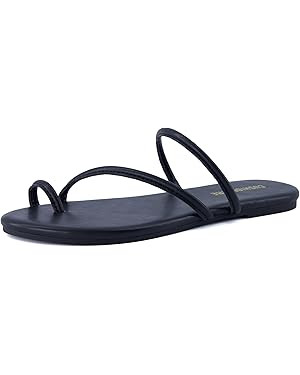 CUSHIONAIRE Resort Women’s Minimalist Strappy Sandals – Lightweight Summer Flat Sandals with ... | Amazon (US)