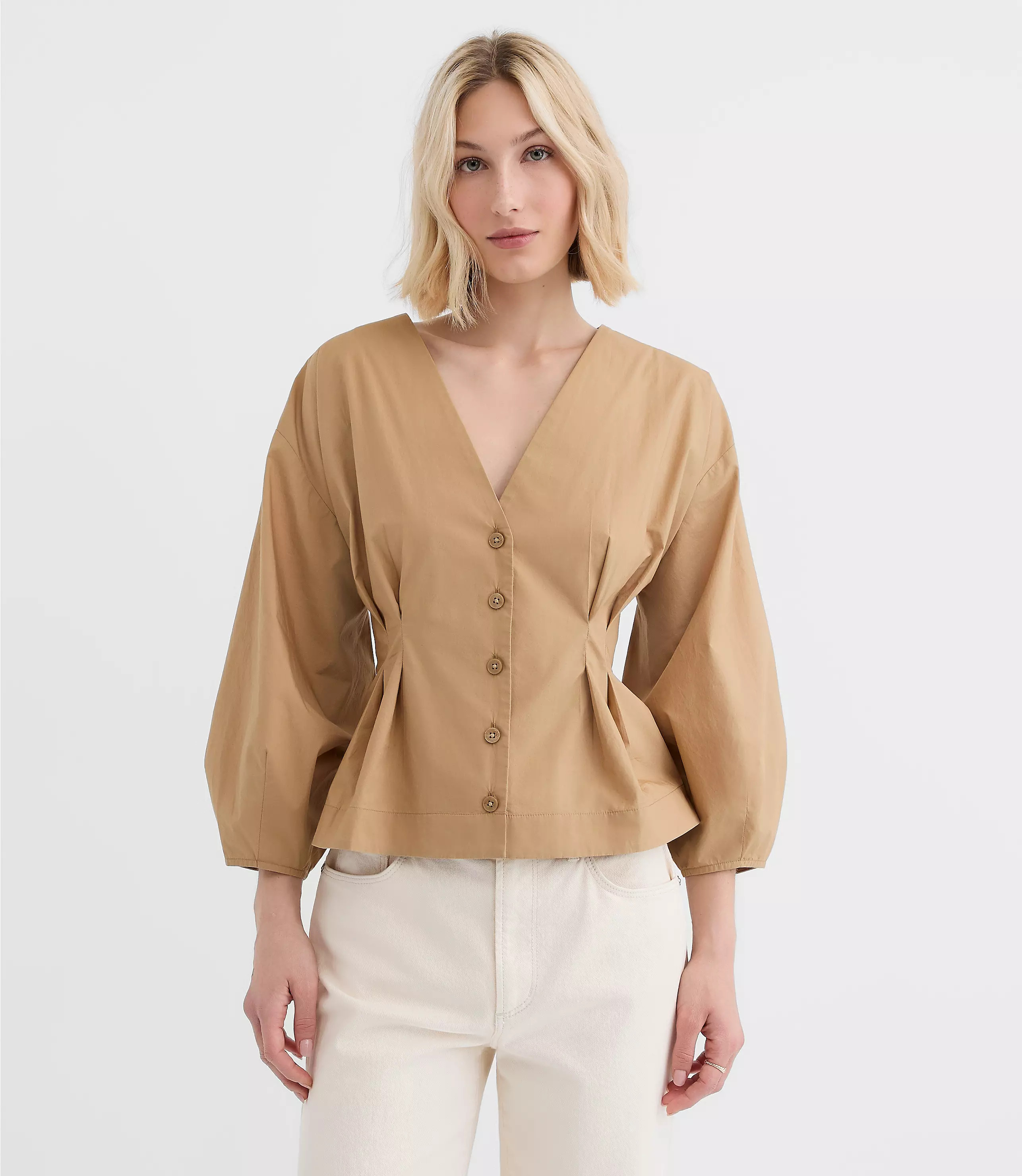Poplin Cinched Back Shirt | LOFT
