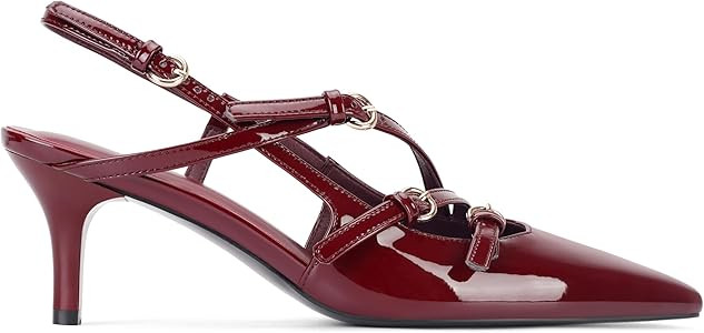 Slingback Kitten Heels for Women Stiletto heels Pointed Toe with Buckle Strap Heeled Sandals Pump... | Amazon (US)