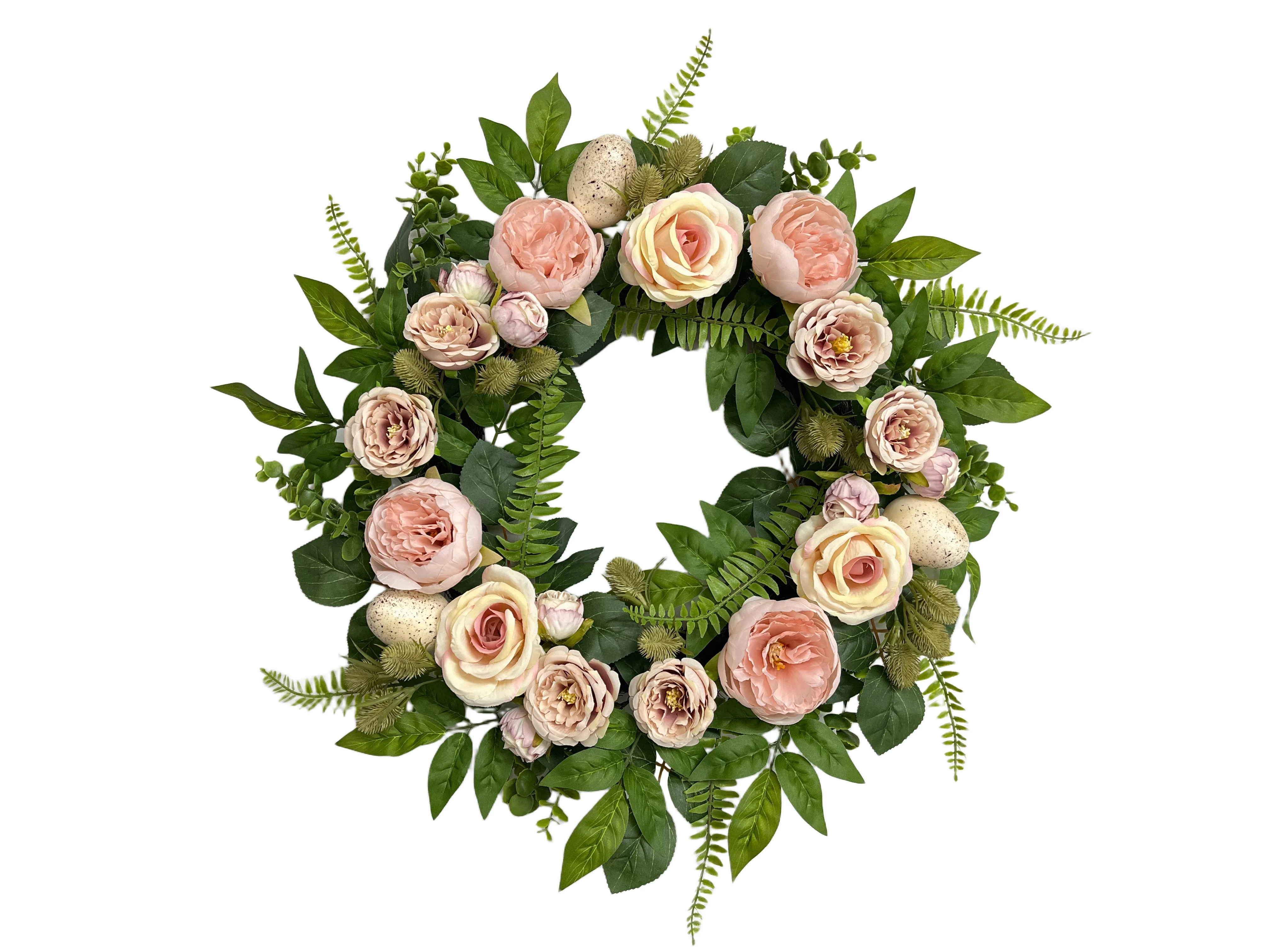 Peonies and Speckled Eggs Wreath, Multicolor, 22", by My Texas House | Walmart (US)