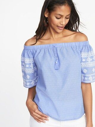 Off-the-Shoulder Embroidered Top for Women | Old Navy US