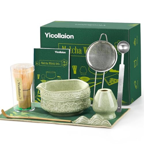 Matcha Whisk Set, 9 Pcs Matcha Set Kit for Ceremony Includes Ceramic Matcha Bowl, Holder, Bamboo Whisk & Scoop, Measuring Spoon, Scoop Rest, Sifter, Tea Towel, Handbook - Ideal Gift for Matcha Lovers | Amazon (US)