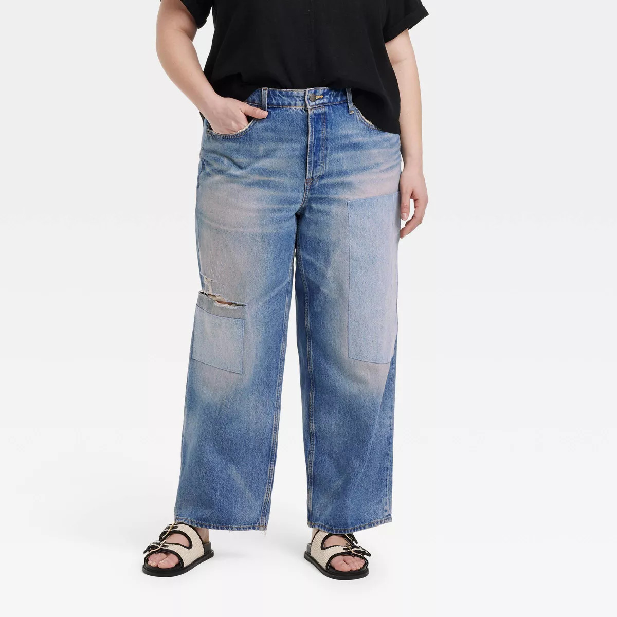 Women's Mid-Rise Patchwork 90's Baggy Jeans - Universal Thread™ | Target