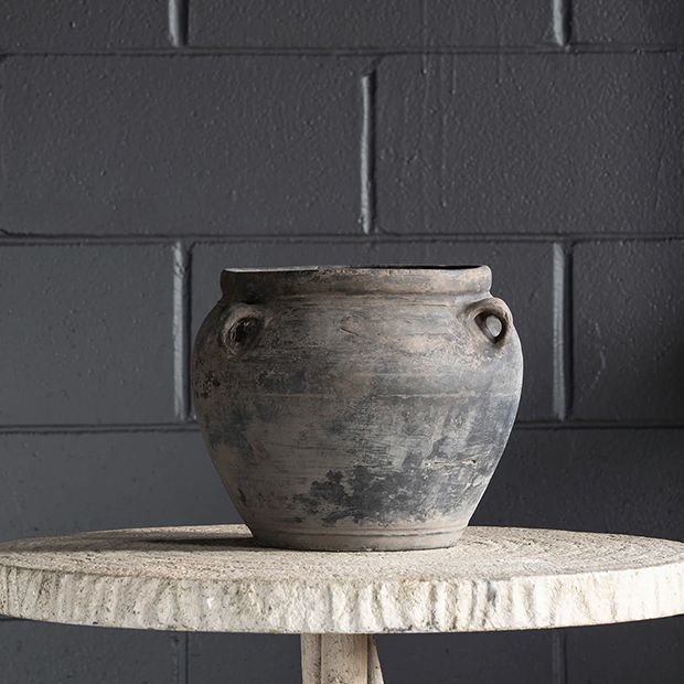 Vintage Terracotta Chinese Water Pot Vase | Antique Farm House