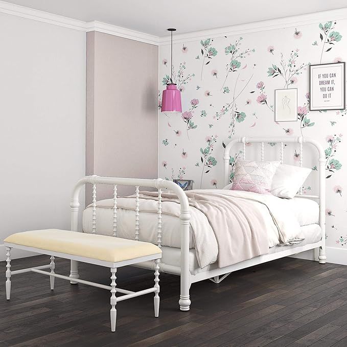 DHP Jenny Lind Metal Twin Bed Frame in White | Amazon (US)