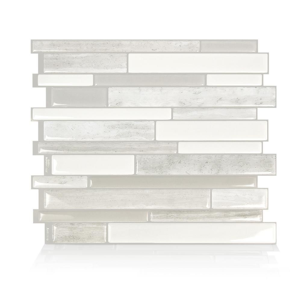 smart tiles Milano Fabrini 11.55 in. W x 9.63 in. H Taupe Peel and Stick Decorative Mosaic Wall Tile | The Home Depot