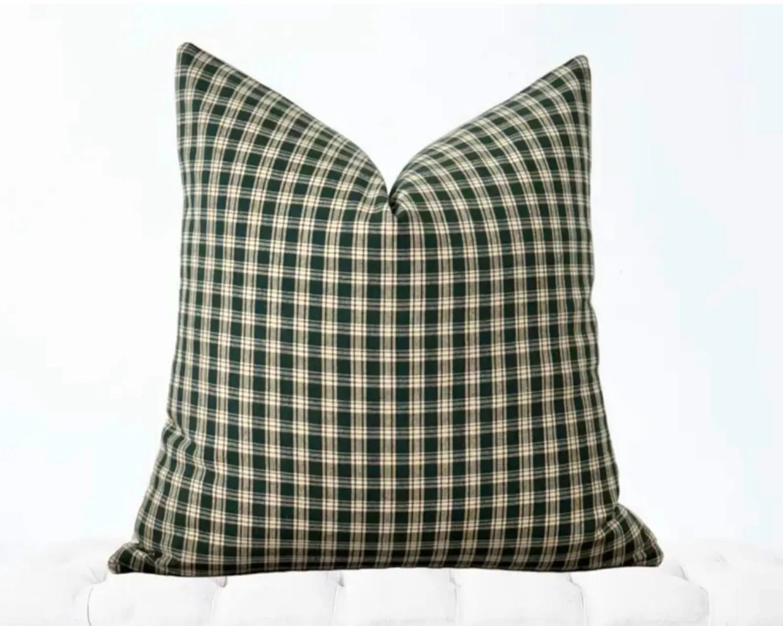 Plaid Pillow Cover, Hunter Green Plaid Pillow, Fall Pillow Cover, Christmas Plaid Pillow, Modern ... | Etsy (Global)