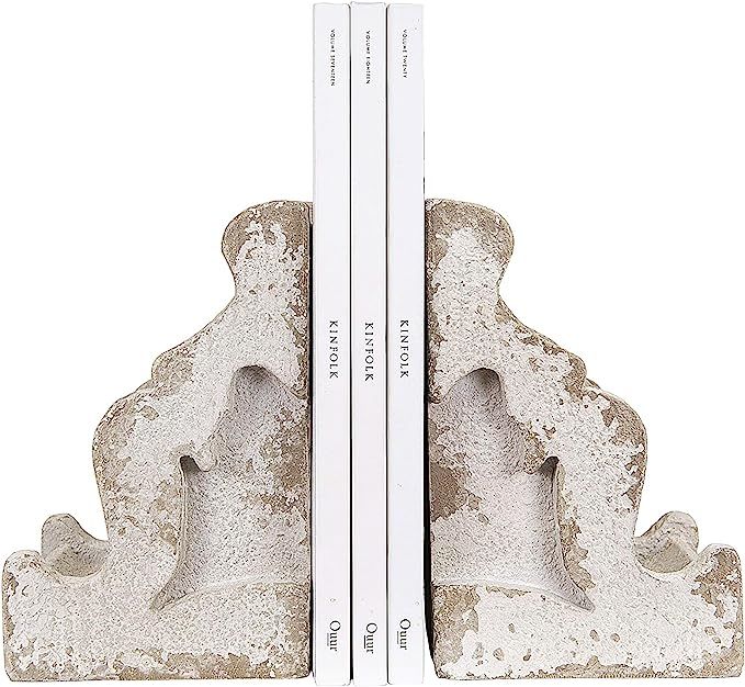 Creative Co-op Distressed White Corbel Shaped Bookends (Set of 2 Pieces) | Amazon (US)