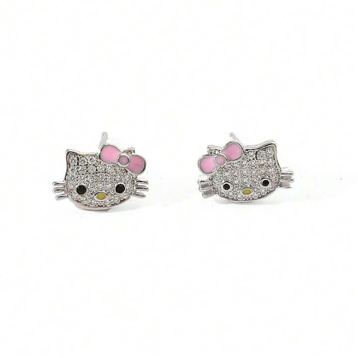 Süße Hello Kitty Cartoon Ohrringe Y2K süß und pikant Mädchen Legierung Ohrringe Kawaii minim... | SHEIN