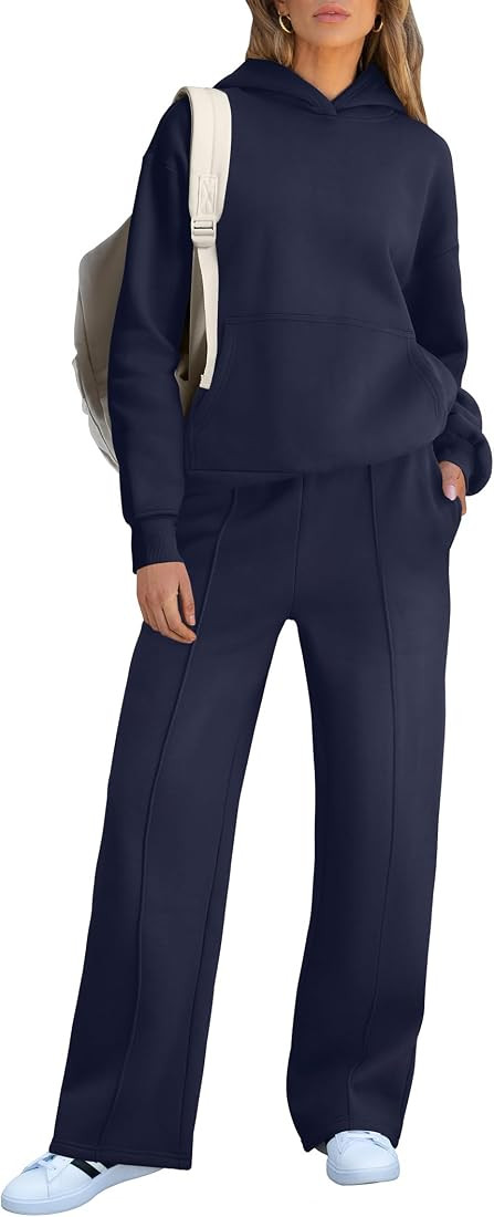 Caracilia Women's 2 Piece Outfits Sweatsuit Sets Oversized Hoodies Wide Leg Sweatpant Tracksuit 2... | Amazon (US)