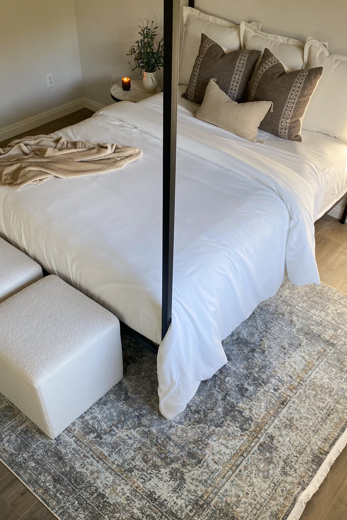 Loving this gorgeous rug in our guest room! It has such pretty dimension and the fringe on the side adds so much texture. It has a subtle distressed look which gives it a vintage look feel! 😍 

#arearug #bedroomdecor #neutralhome #rug #bedroomrug

#LTKhome