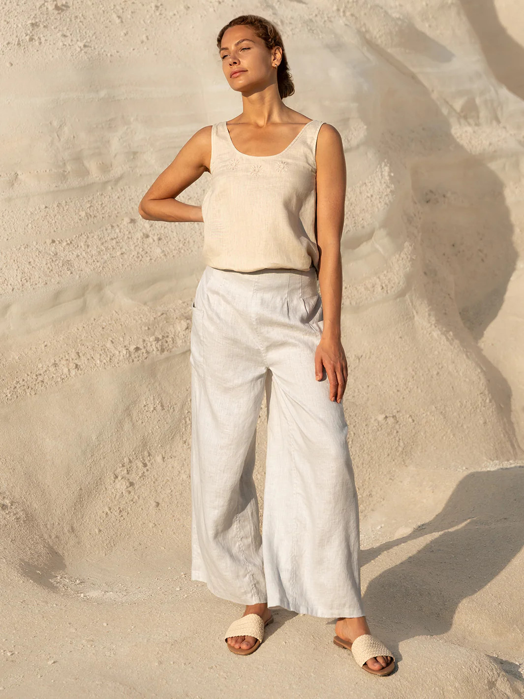 Milos Linen Pants Oyster | Nomad the Label