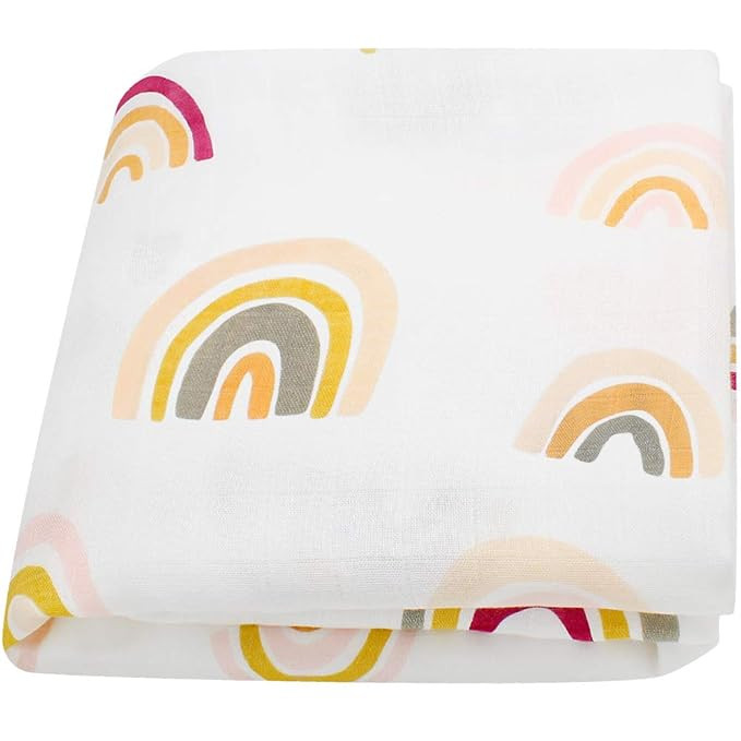 LifeTree Baby Muslin Swaddle Blanket, Rainbow Print Muslin Blankets Bamboo Cotton, Soft Silky Sof... | Amazon (US)