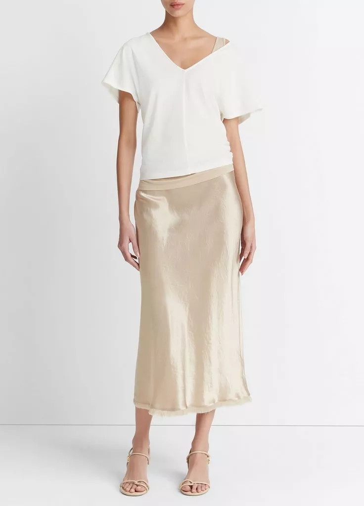 Cotton Flutter Dolman-Sleeve V-Neck T-Shirt | Vince LLC