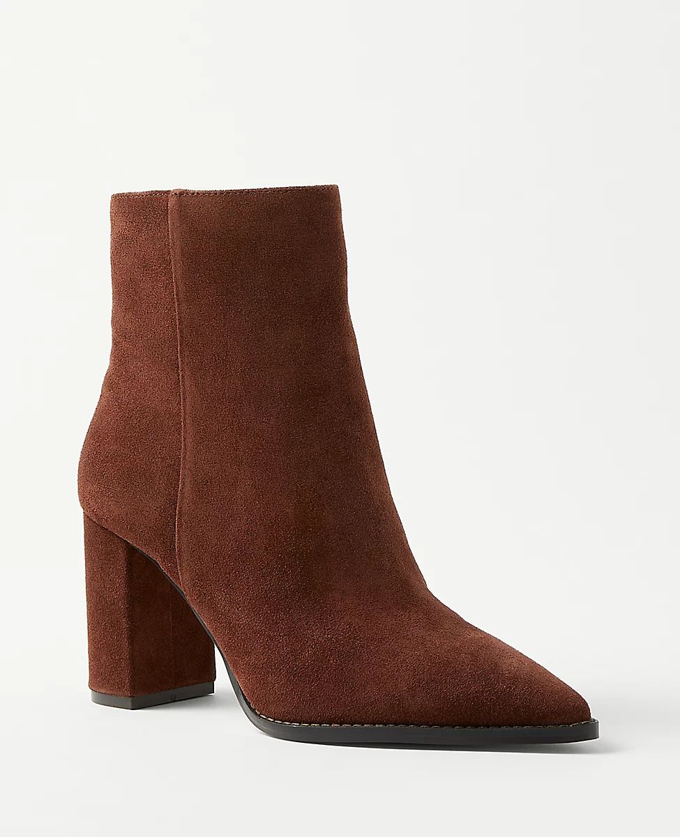 Pointy Toe Suede Booties | Ann Taylor (US)