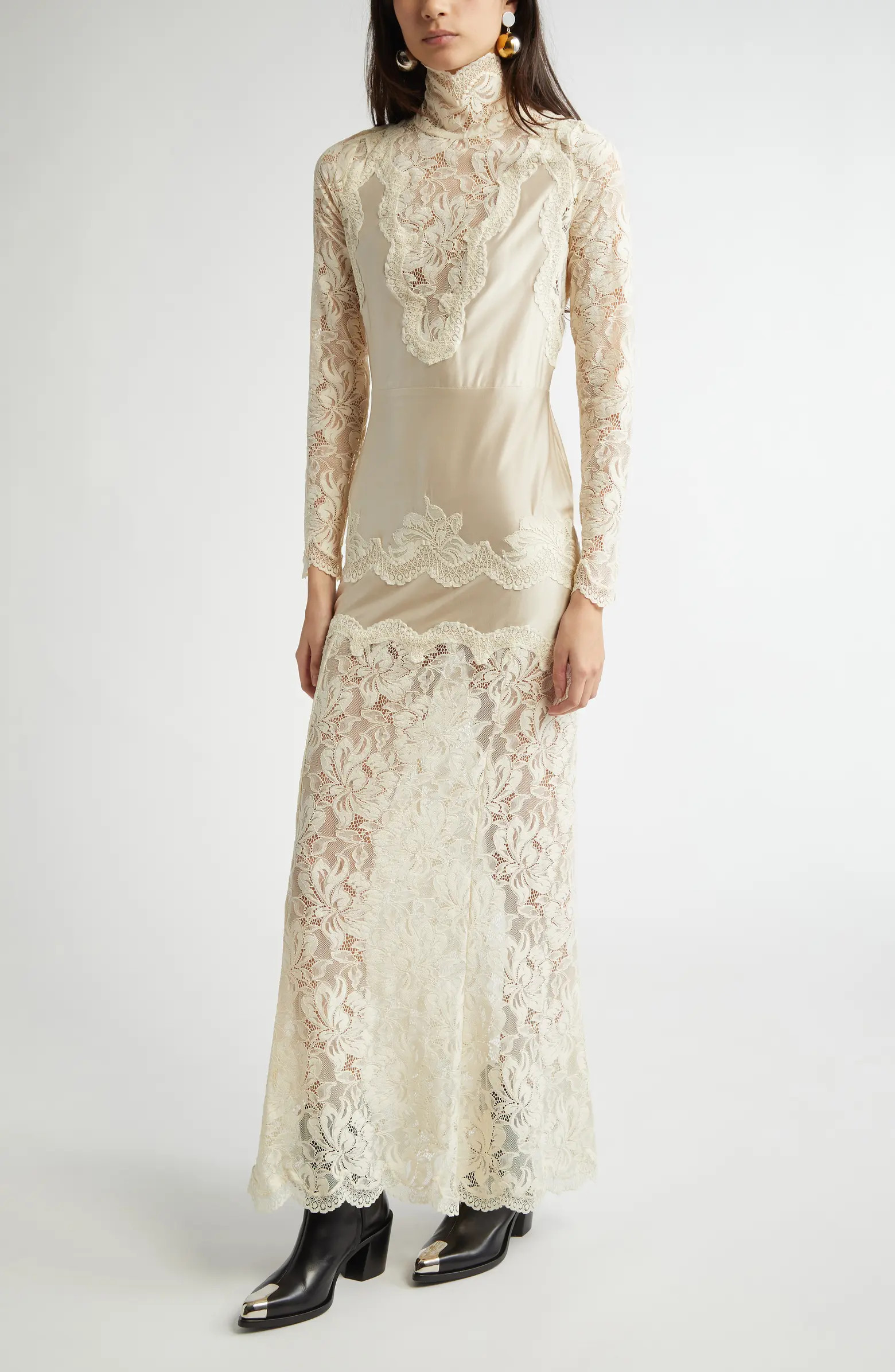 Long Sleeve Lace & Jersey Dress | Nordstrom