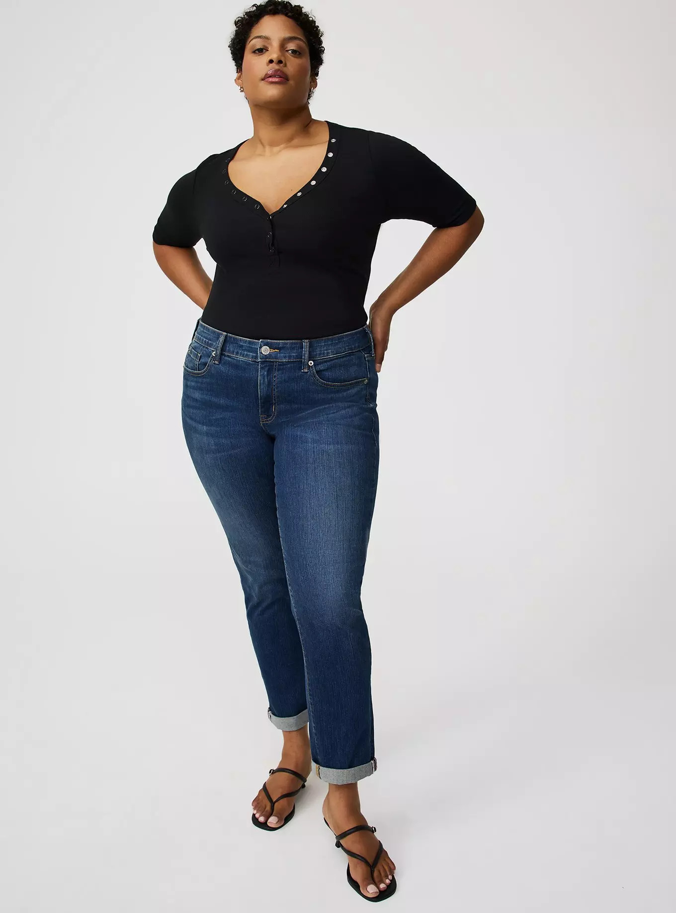 Cotton Rib Henley Elbow Top | Torrid (US & Canada)