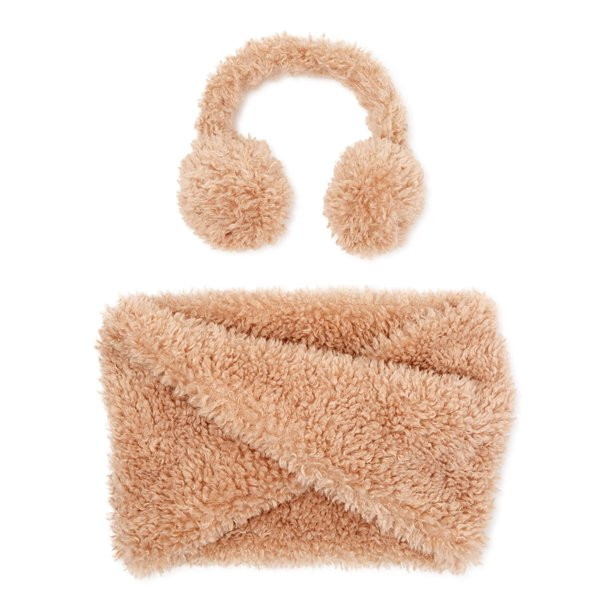 Time and Tru Women’s Faux Fur Earmuffs & Faux Fur Twisted Snood Set | Walmart (US)