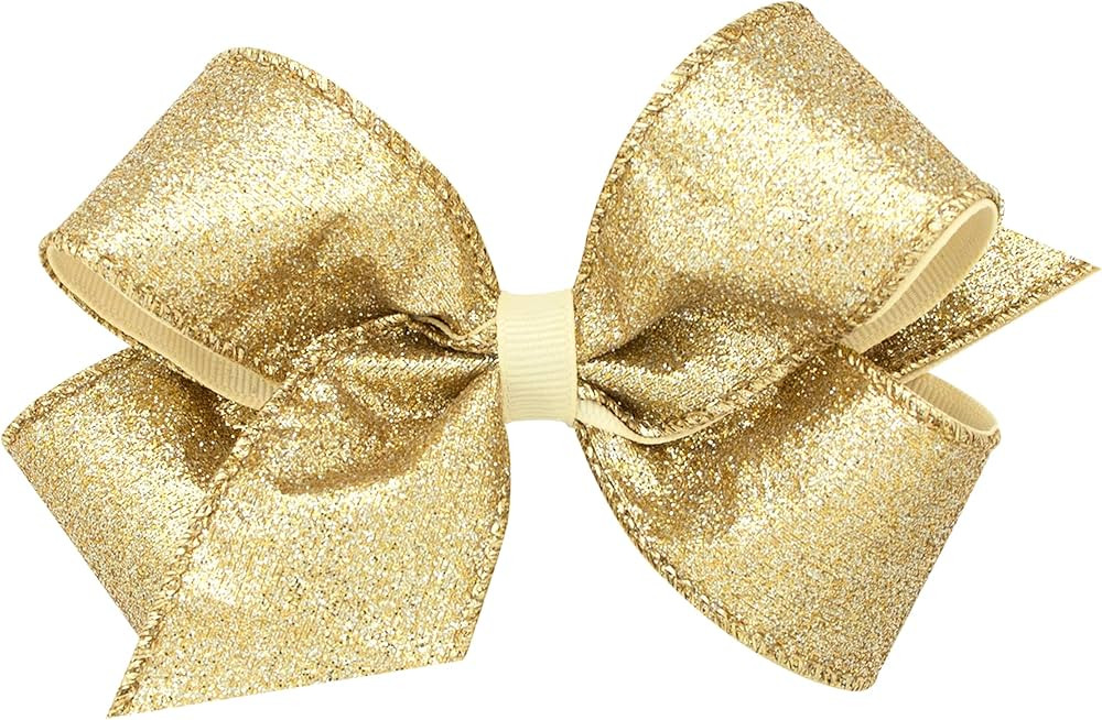 Wee Ones Party Glitter and Grosgrain Bow Overlay on a WeeStay No-Slip Hair Clip, Medium, Champagn... | Amazon (US)