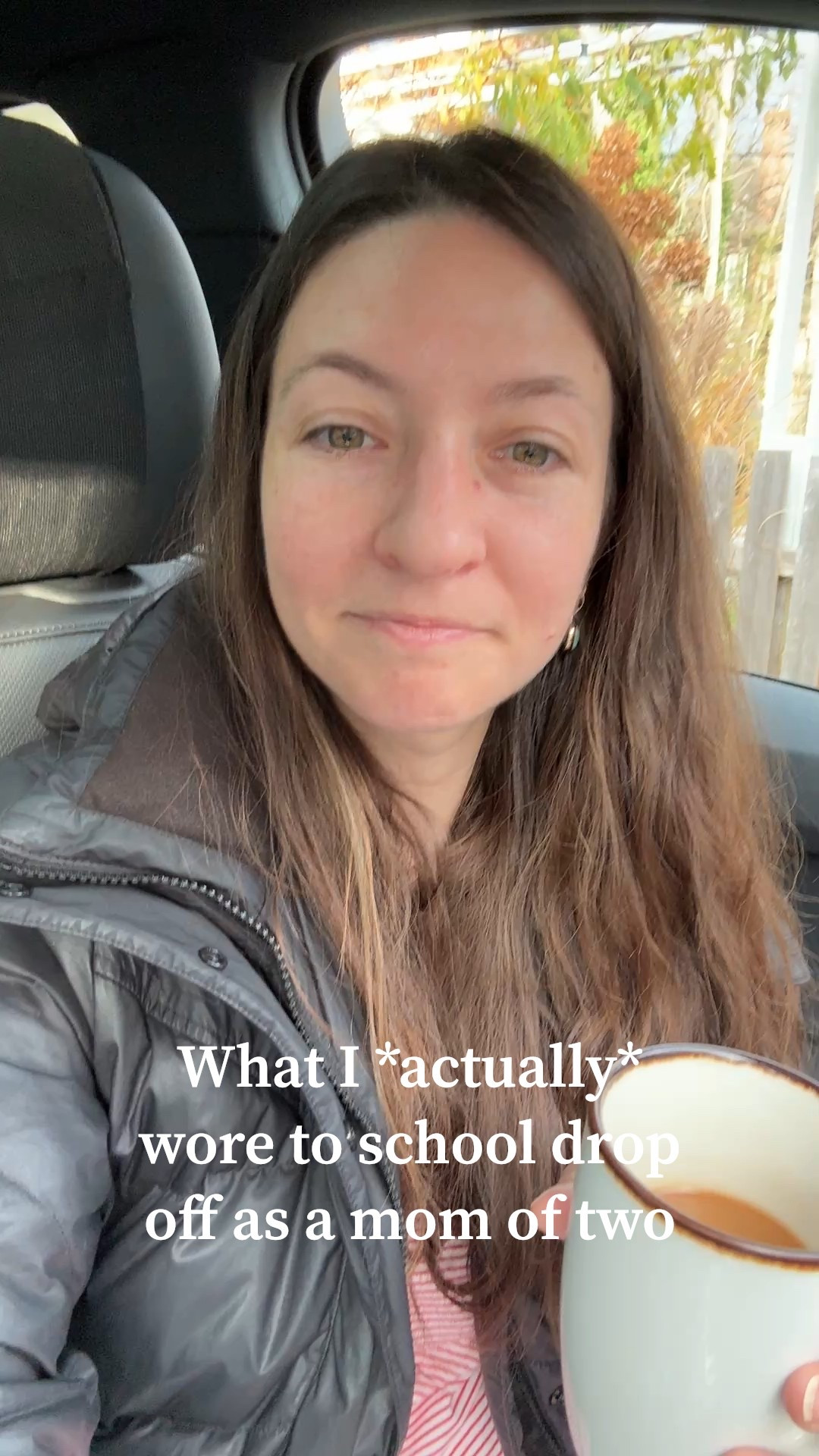 What I *actually* wore to drop my kids off to school. I see so many “here’s what I wore to drop off” posts & I’m just over here happy if I washed my face & brushed my teeth before drop off 🤣 I almost always drop off in my pajamas & bring my coffee in my mug 90% of the time 🤷🏻‍♀️ 

#LTKdayinmylife #LTKmomlife #LTKmorningroutine