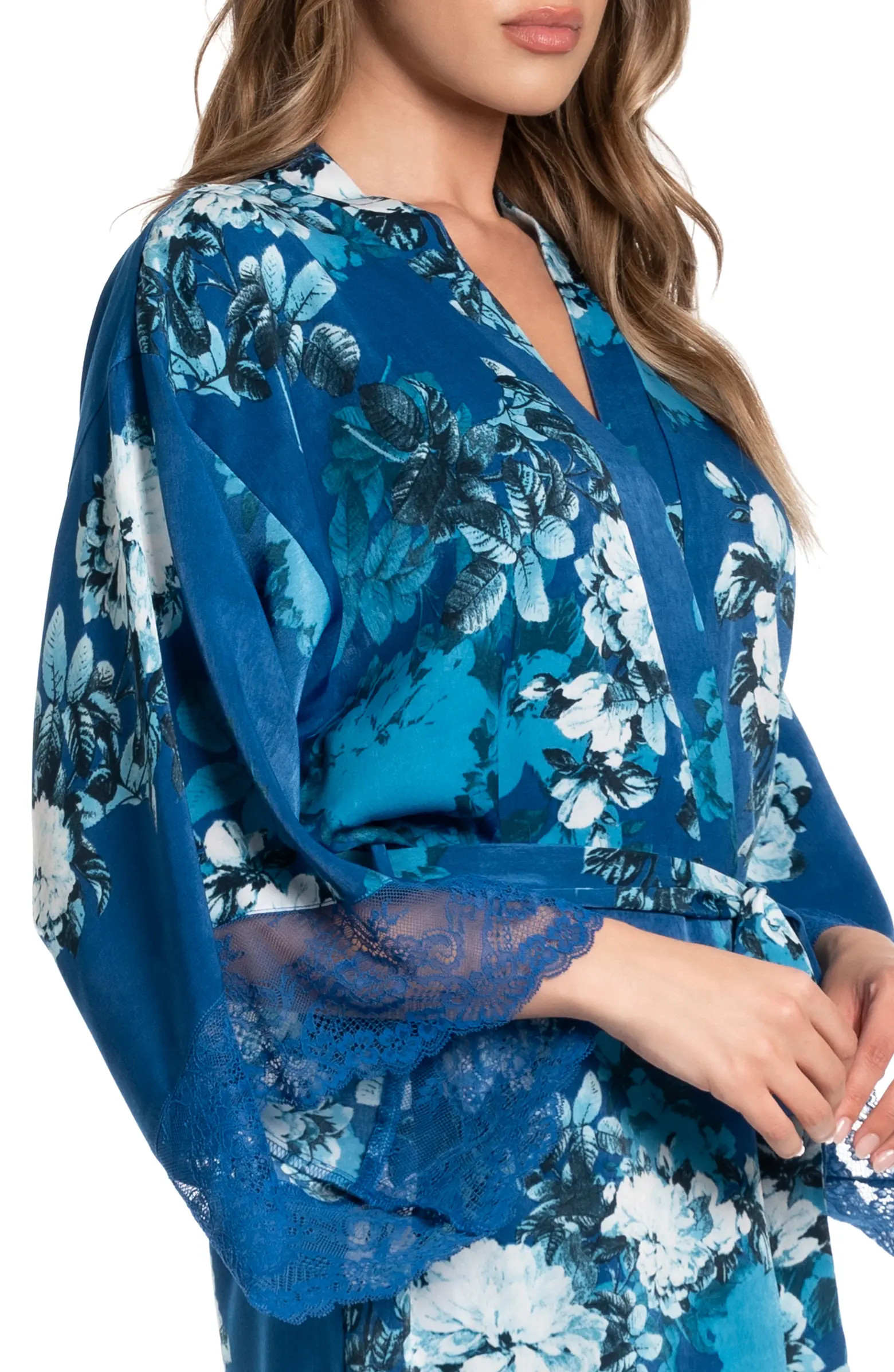Rosalia Floral Lace Trim Satin Wrap | Nordstrom