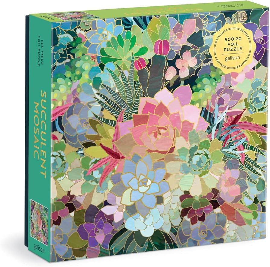 Amazon.com: Galison Succulent Mosaic 500 Piece Foil Puzzle from Galison - 20" x 20" Beautifully I... | Amazon (US)