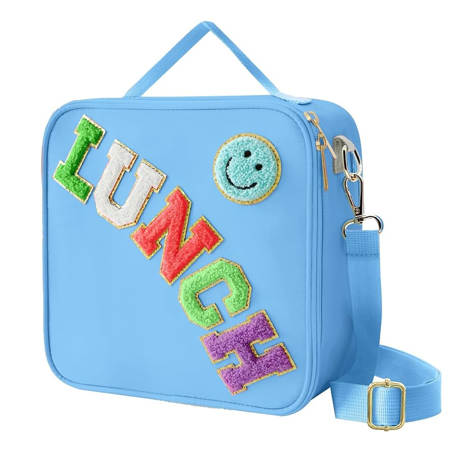 Insulated Lunch Bag With Adjustable Shoulder Strap, Nylon Preppy Lunch Box Large Insulated Lunch ... | Amazon (US)