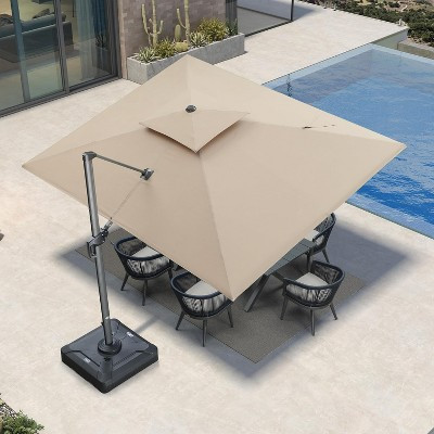 PURPLE LEAF Outdoor Cantilever Umbrellas 9' x 12' Rectangle Large Patio Umbrella Offset Umbrella 360 Degree Rotation with Base | Target
