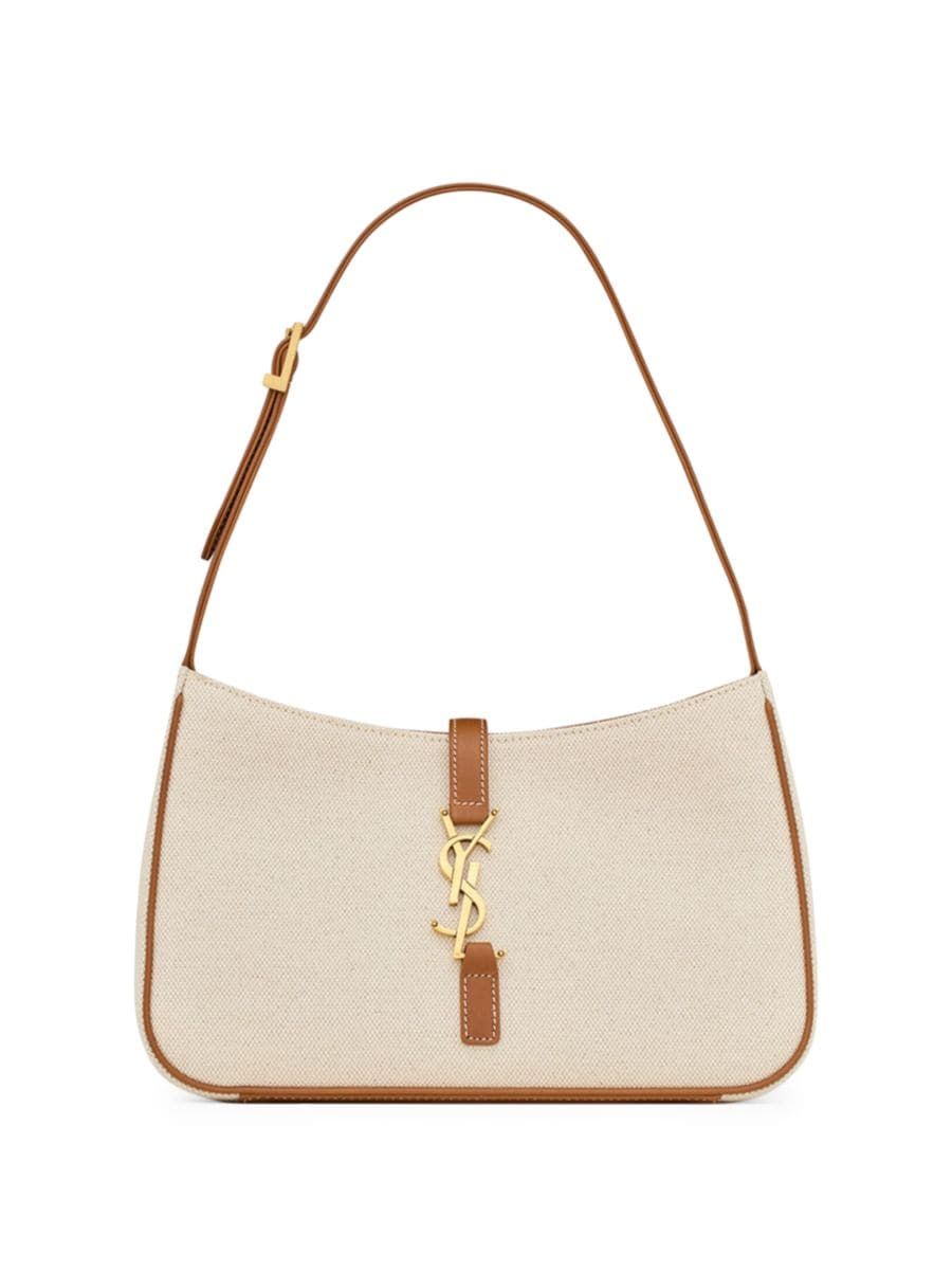 Le 5 à 7 Hobo Bag in Canvas and Leather | Saks Fifth Avenue