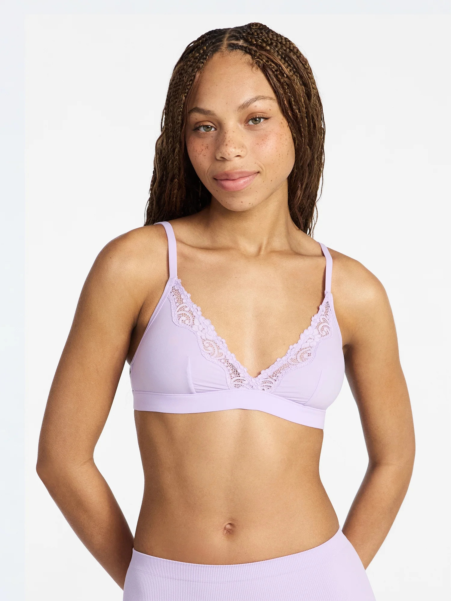No Boundaries Fit Stretch Triangle Bralette with Lace, Women's XS-3XL | Walmart (US)