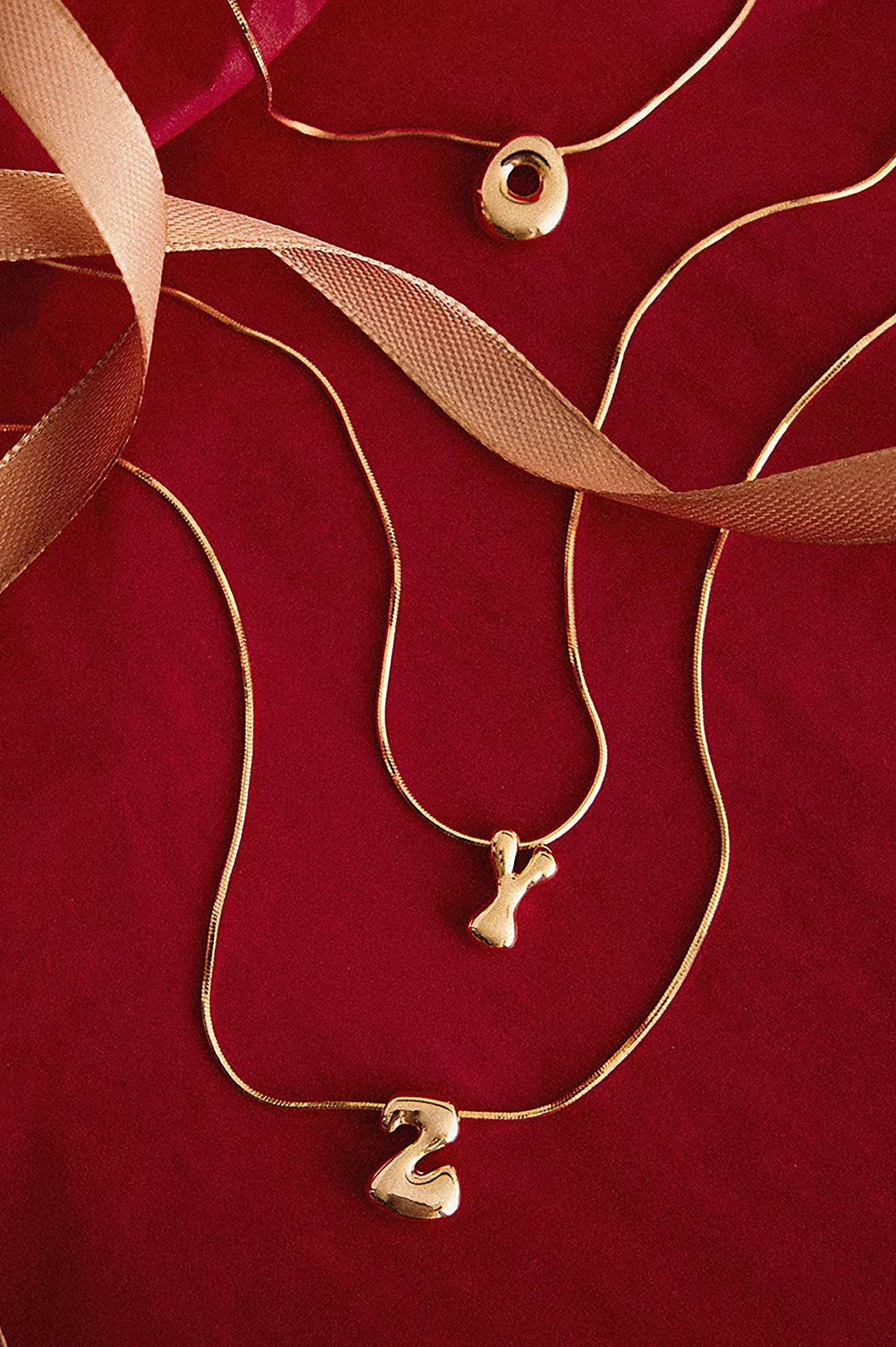 Gold-Plated Mini Bubble Letter Monogram Necklace | Anthropologie (UK)