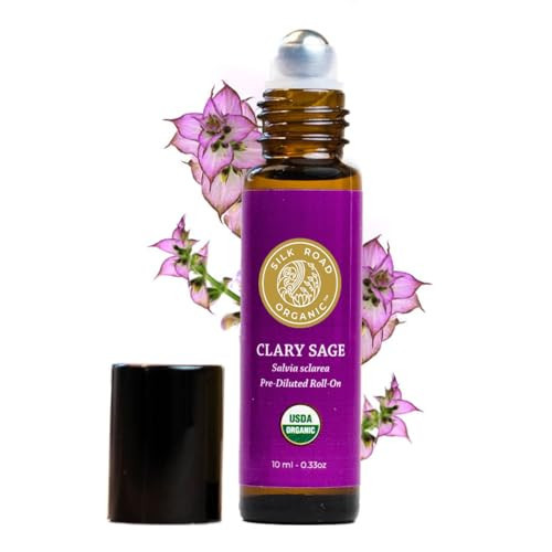 Silk Road Organic Clary Sage Essential Oil Roll On, 100% Pure USDA Certified Aromatherapy for PMS, Stress & Mental Clarity - 10 ml Roller - Always Pure, Always Organic | Amazon (US)
