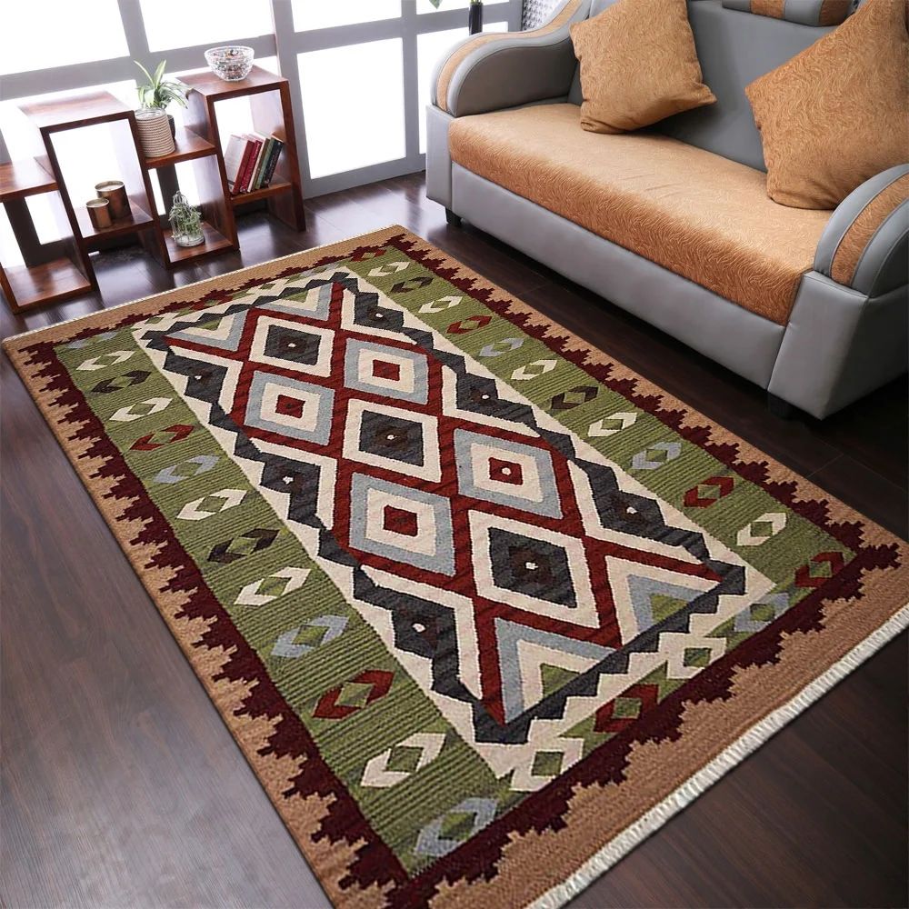 Rugsotic Carpets Hand Woven Flat Weave Kilim Wool 5'x8' Area Rug Contemporary Multicolor D00132 | Walmart (US)