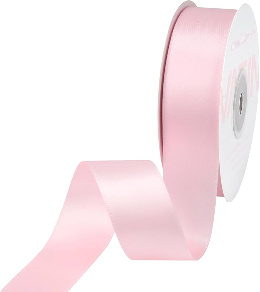 VATIN Double Face Light Pink Satin Ribbon 1" Continuous 25 Yards,Pink Polyester Fabric Ribbon use... | Amazon (US)