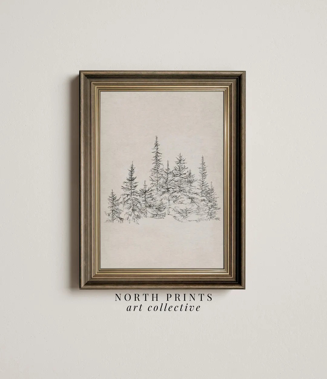 Rustic Woodland Pine Tree Minimalist Sketch Art PRINTABLE Neutral Landscape Farmhouse Digital Dow... | Etsy (US)