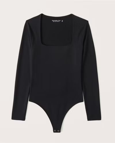 Women's Long-Sleeve Double-Layered Seamless Fabric Squareneck Bodysuit | Women's Tops | Abercromb... | Abercrombie & Fitch (US)
