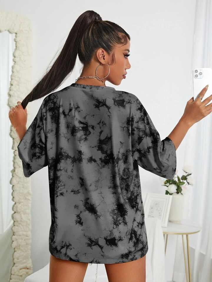 SHEIN EZwear Tie Dye Drop Shoulder Oversized Tee | SHEIN