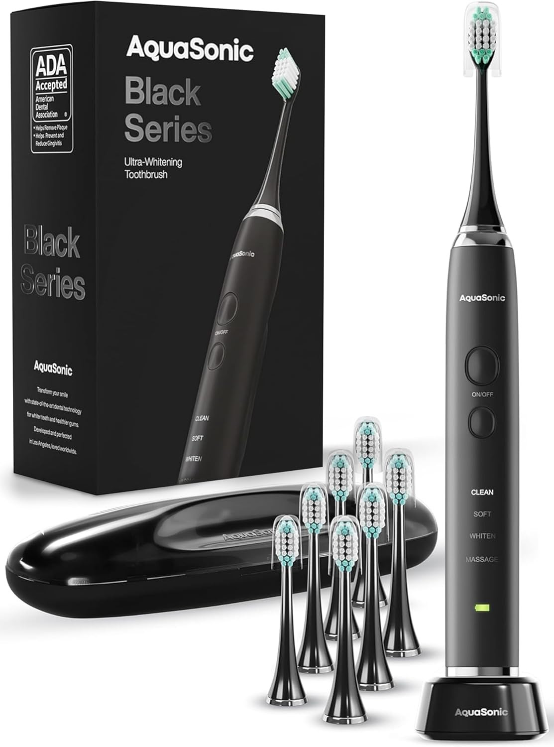 Aquasonic Black Series Ultra Whitening Toothbrush – ADA Accepted Electric Toothbrush- 8 Brush H... | Amazon (US)