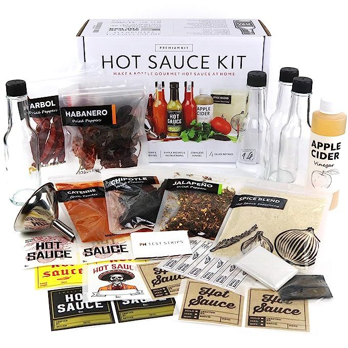 Premium Hot Sauce Making Kit, 5 Varieties of Peppers, Jalapeno Habanero, Gourmet Spice Blend, 4 B... | Amazon (US)