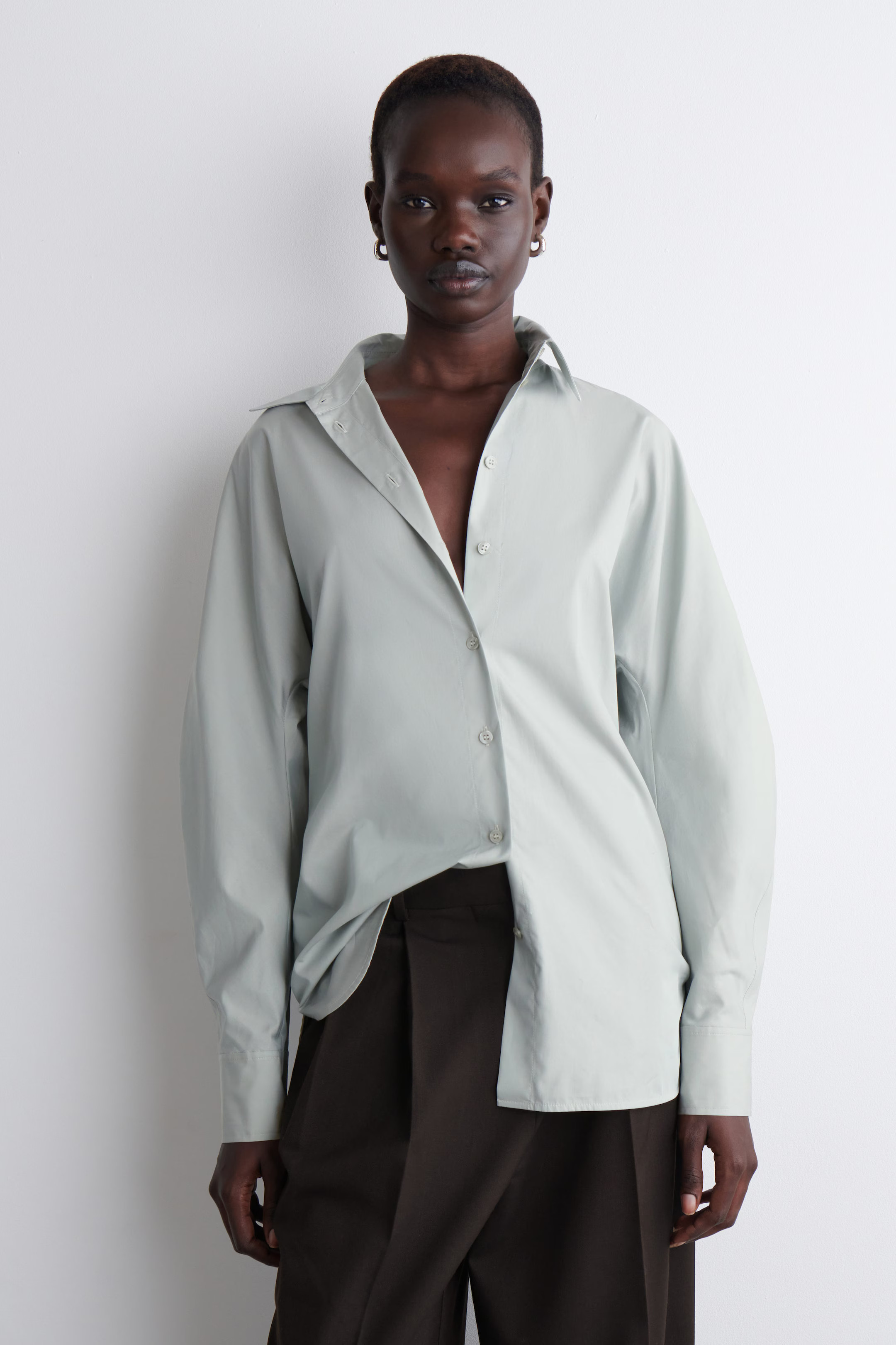 ROUNDED PIMA COTTON SHIRT - LIGHT GREEN | COS | COS UK